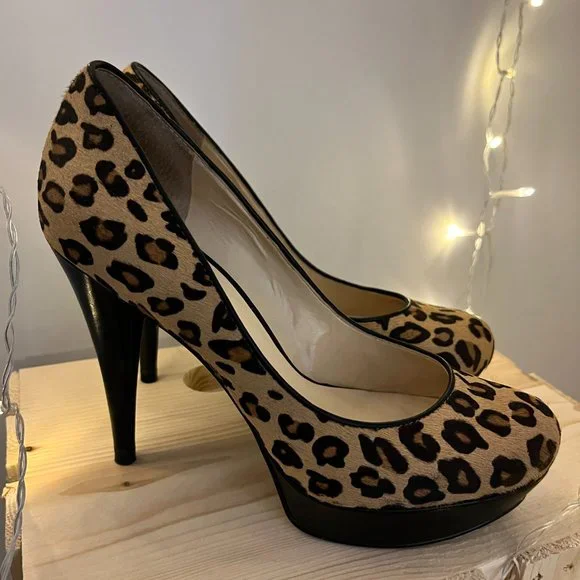 Pony hair leopard print platform heels - Picture 4 of 8